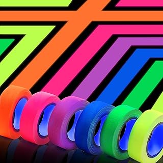 6 Pcs UV Blacklight Reactive Neon Gaffer Cloth Tape,6 Colors Neon Gaffer Cloth Tape 0.59inch*16ft per Color,Fluorescent UV Blacklight Glow in The Dark Cloth Tape Super Bright for UV Party