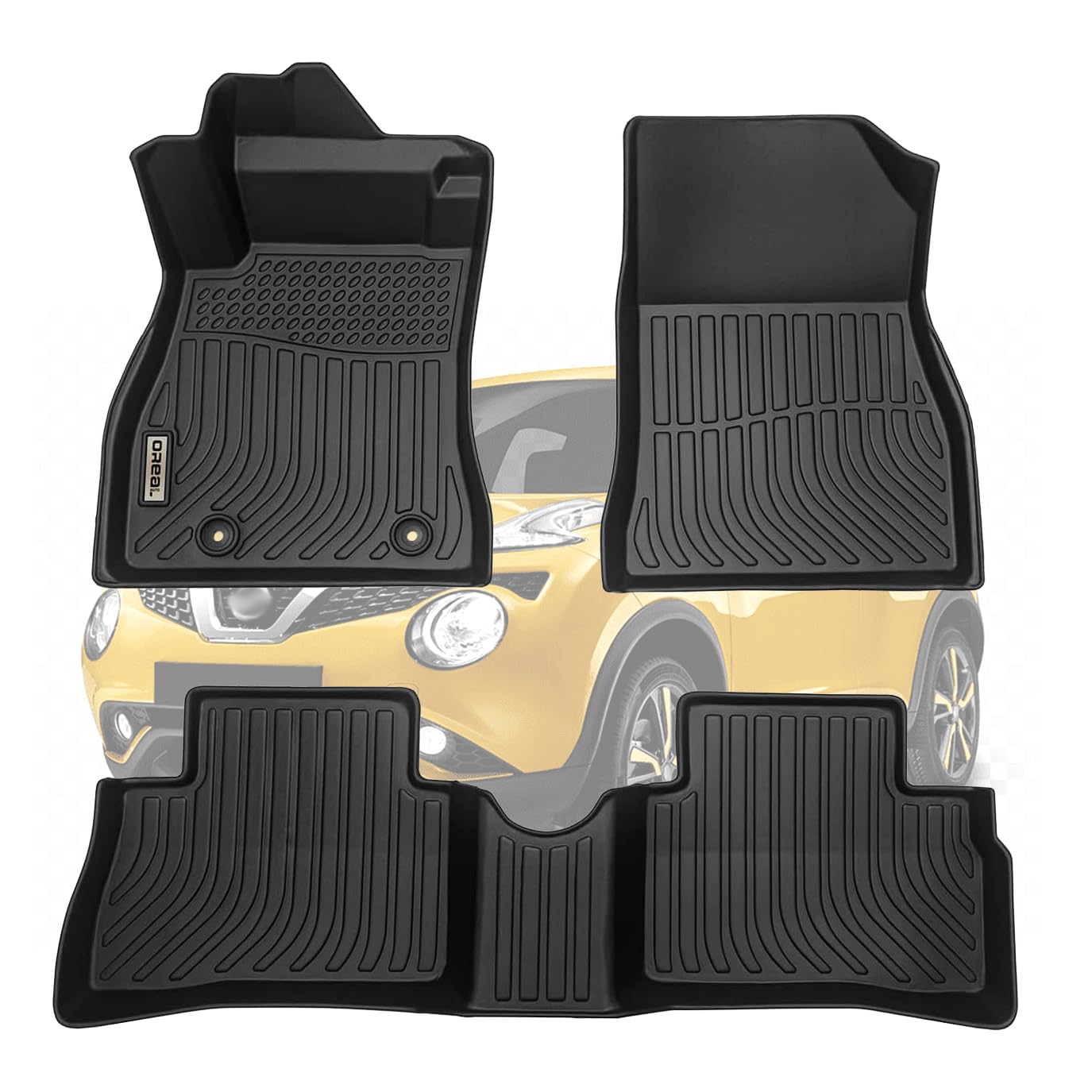 orealtrend Black Floor Mats Liners Replacement for Juke 2011-2018 Heavy Duty All Weather Guard Front Rear Auto Carpet-Custom Fit-Tough/Durable/Odorless