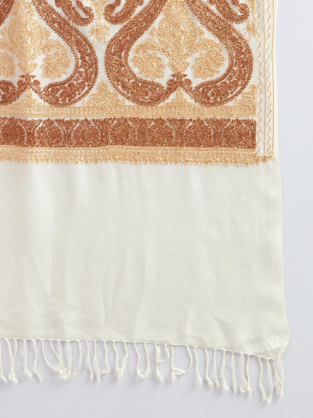 Zamour Indian Embroidery Stole Scarf Wrap, Indo Western Patterns, Warm Full Size Wrap with Aari Nalki Embroidery 30x80 inches