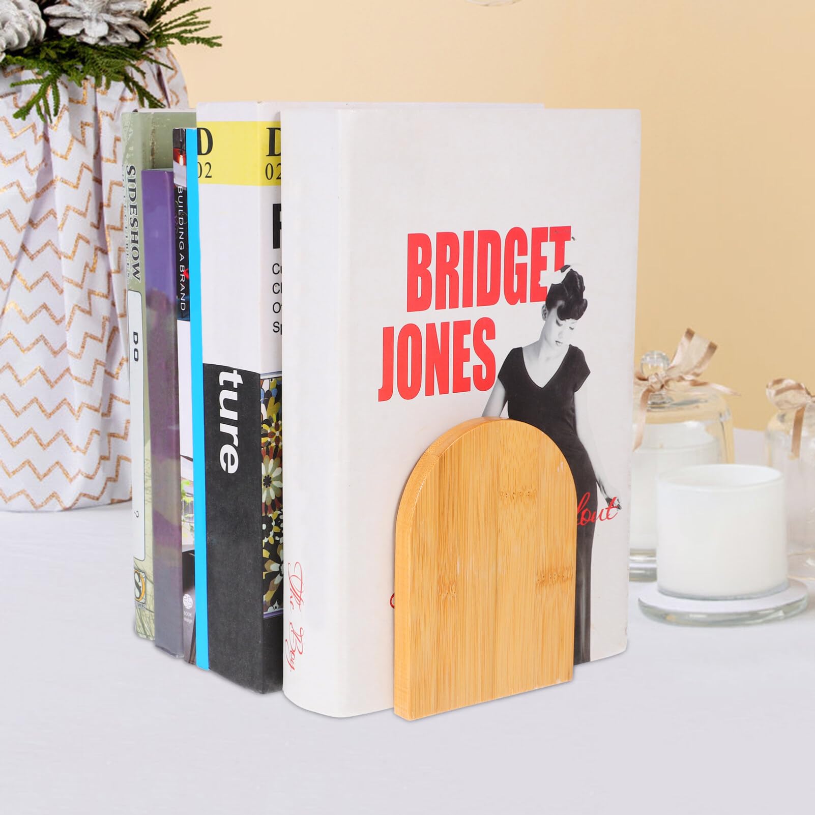 SHINEOFI for Shelves Decorative 2 Pack Book Holder Metal Decorative Study Accessory