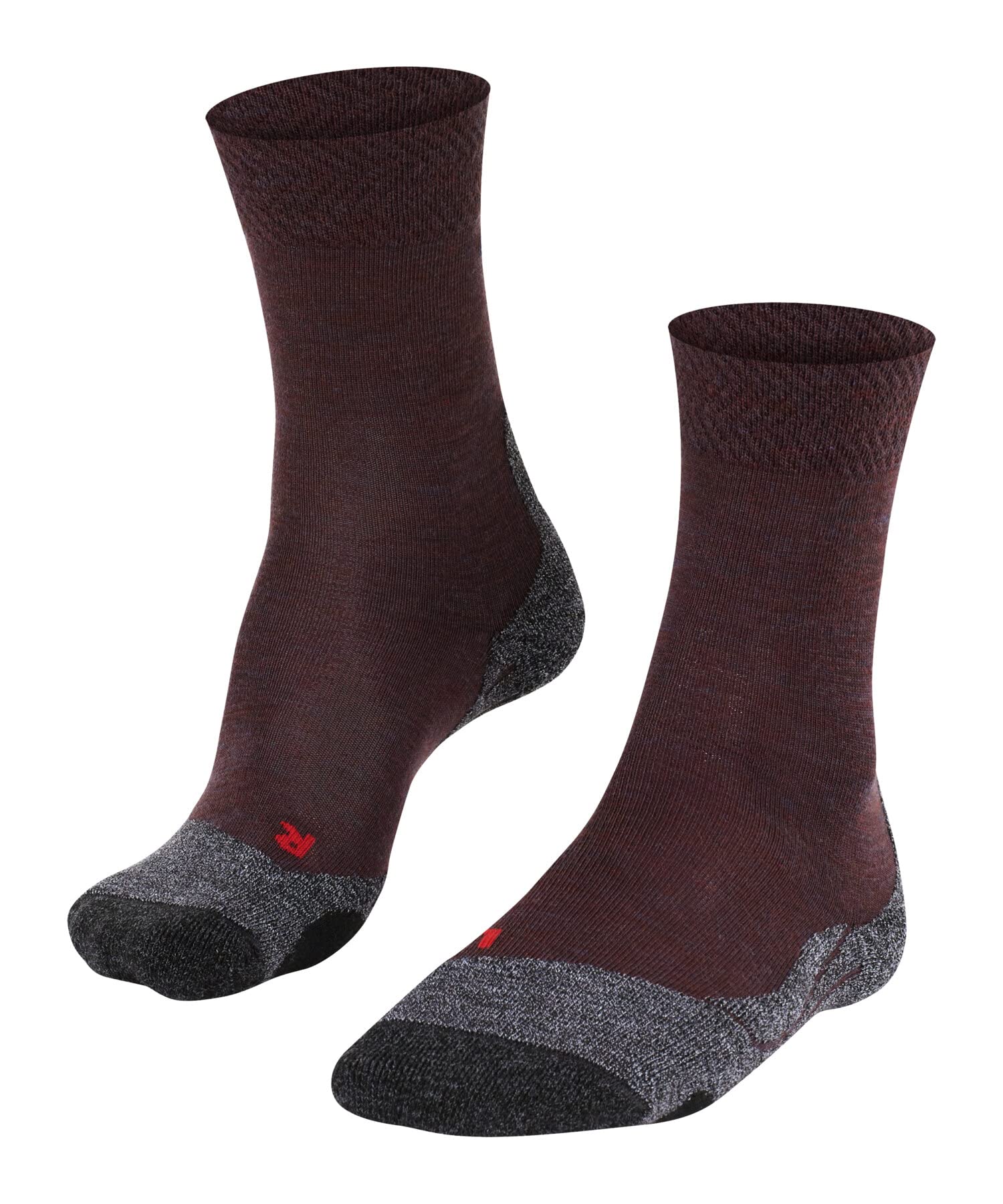 FALKE Damen Wandersocken TK2 Explore Melange W So Wolle Funktionsmaterial antiblasen dick 1 Paar, Rot Winetasting 8546, 39-40