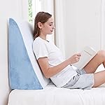 Sasttie Wedge Pillow, 12 Inch Memory Foam Bed Wedge Pillow for Sleeping, Acid Reflux, Back Pain, Post Surgery, and Snoring, Designed with Washable Cover, Sky Gray