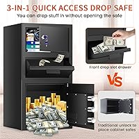 Vista 3 de 5.6 Cuft Large Depository Drop Safe for Business, Anti-Theft Safe Box with Quick Place Drop Slot, Digital Keypad and Spare Key, Heavy Duty Drop