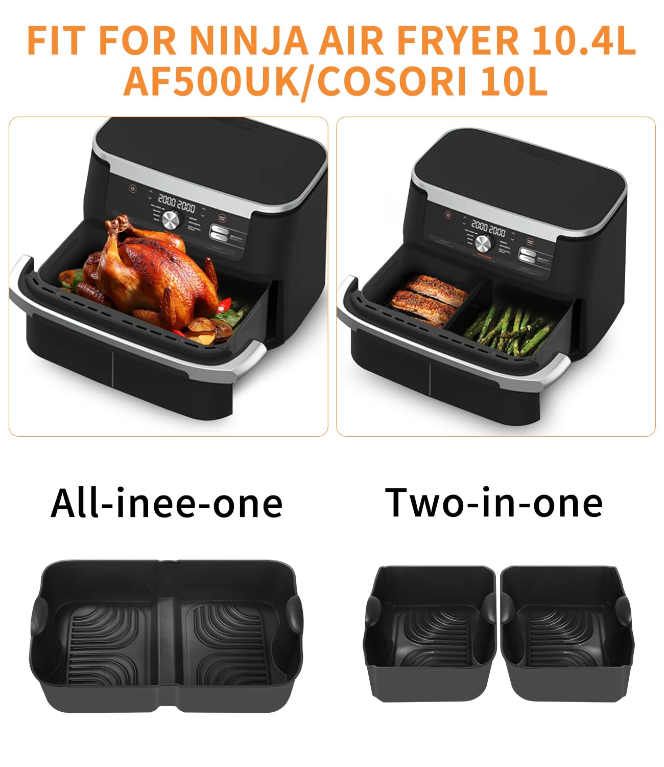 Moule Silicone Air Fryer 3 Pièces – Accessoires Compatibles Ninja AF500EU 10.4L, Réutilisables, Anti-adhésifs Pour Cuisson Saine