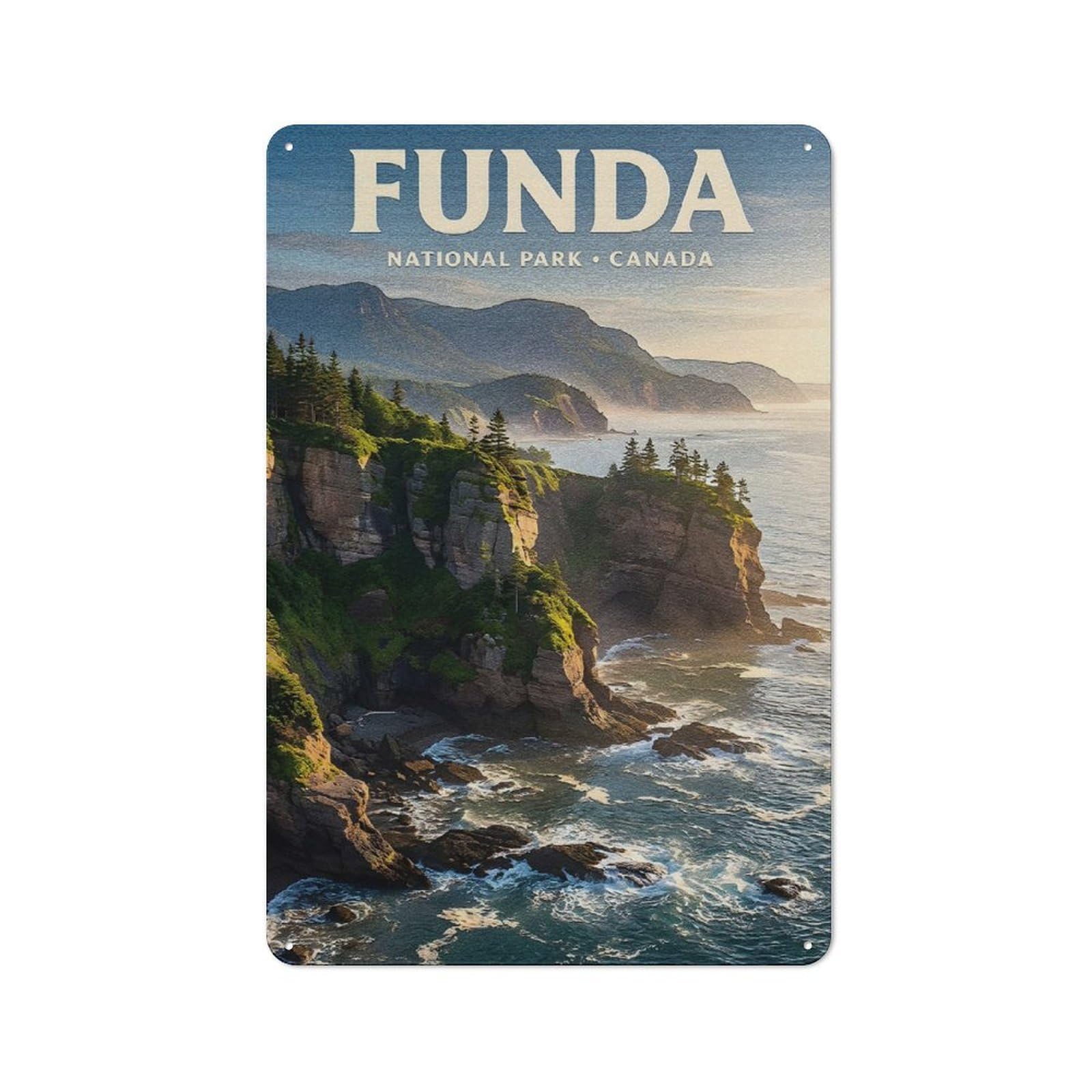 Junmoney Style-17 Vintage Tin Sign 30X20cm With Fundy National Park Canada Coastal View For Man Cave Or Games Room, For Vintage Wall Decor Fans, For Metal Sign Collectors