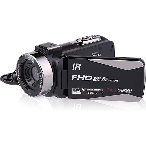 SEREE TECH Video Camera Vlogging Camera Camcorder Full HD 1080P 30FPS 24.0 MP IR Night Vision YouTube Camera Supports Time Lapse & Motion Detection Vlog Camera with 3" LCD Screen Remote Control