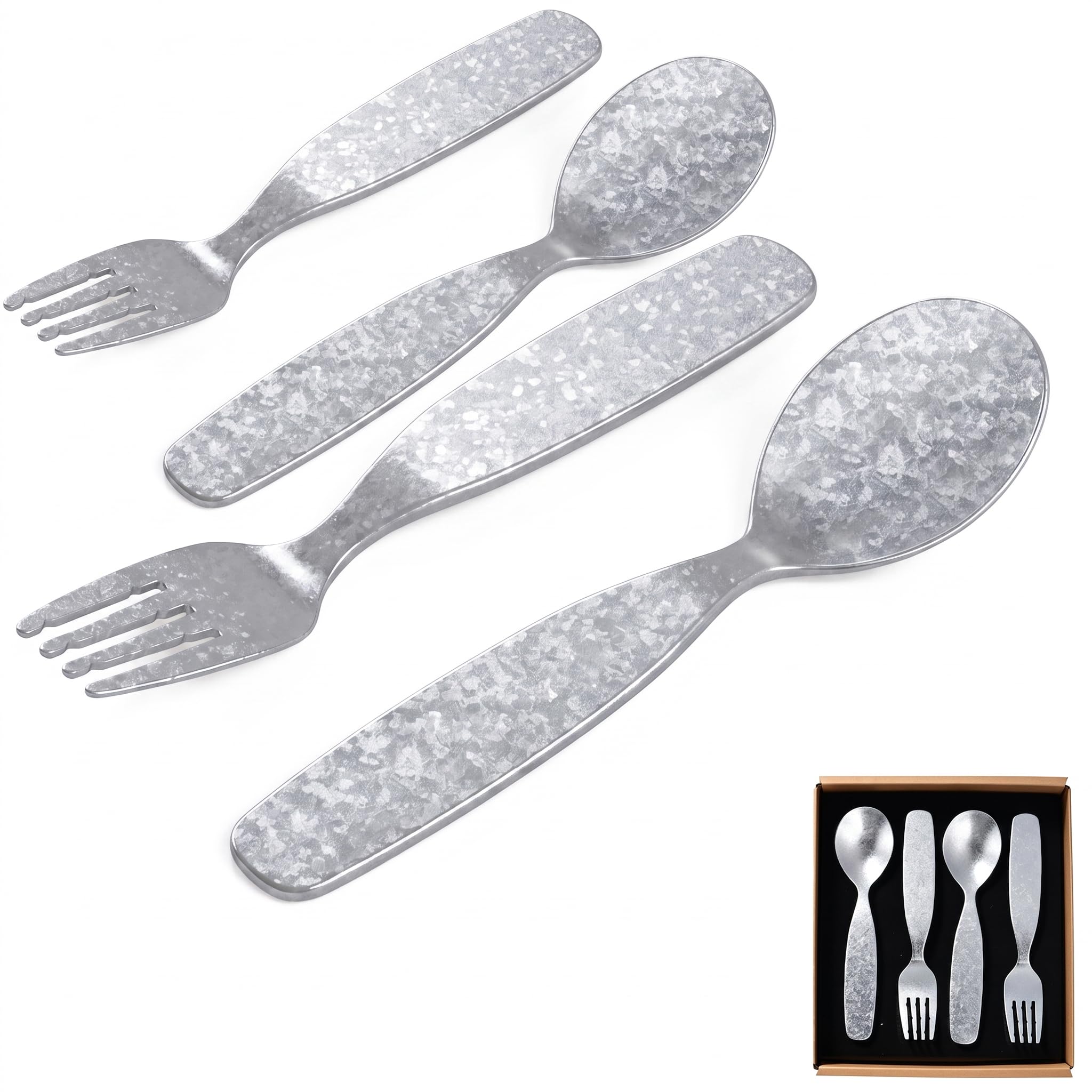 SSGP Pure Titanium Kids Cutlery 4pc,Nickel Free,Fork+Spoon 3Y+,Silver