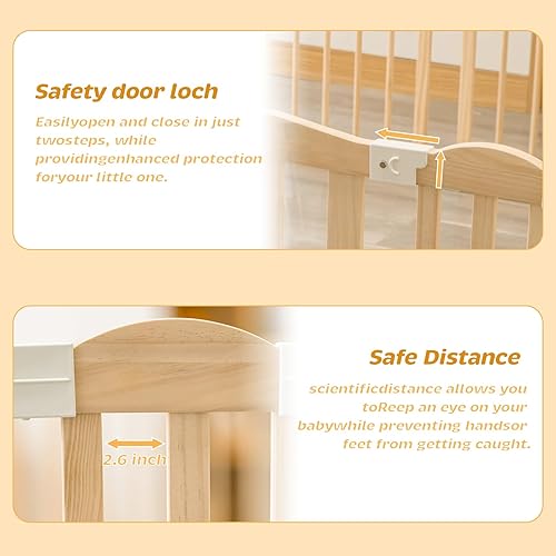 Miniatura 3 de Corralito para bebés con diseño de ondas, centro de actividades para bebés de gran tamaño, forma ajustable, patio de juegos de madera, fácil de