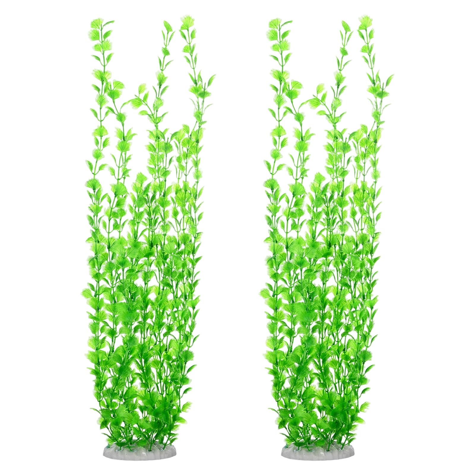 M METERXITY 2-Pack Tall Aquarium Plants, 23 Inch Plastic Large Artificial Fish Tank Plants for Aquarium Decor/Fish Tank Decorations Accessories [Style 2, Green]