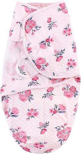 Miniatura 3 de Hudson Baby Envoltura unisex de algodón acolchado para bebé, 3 unidades, rosa azul marino floral, 0-3 meses