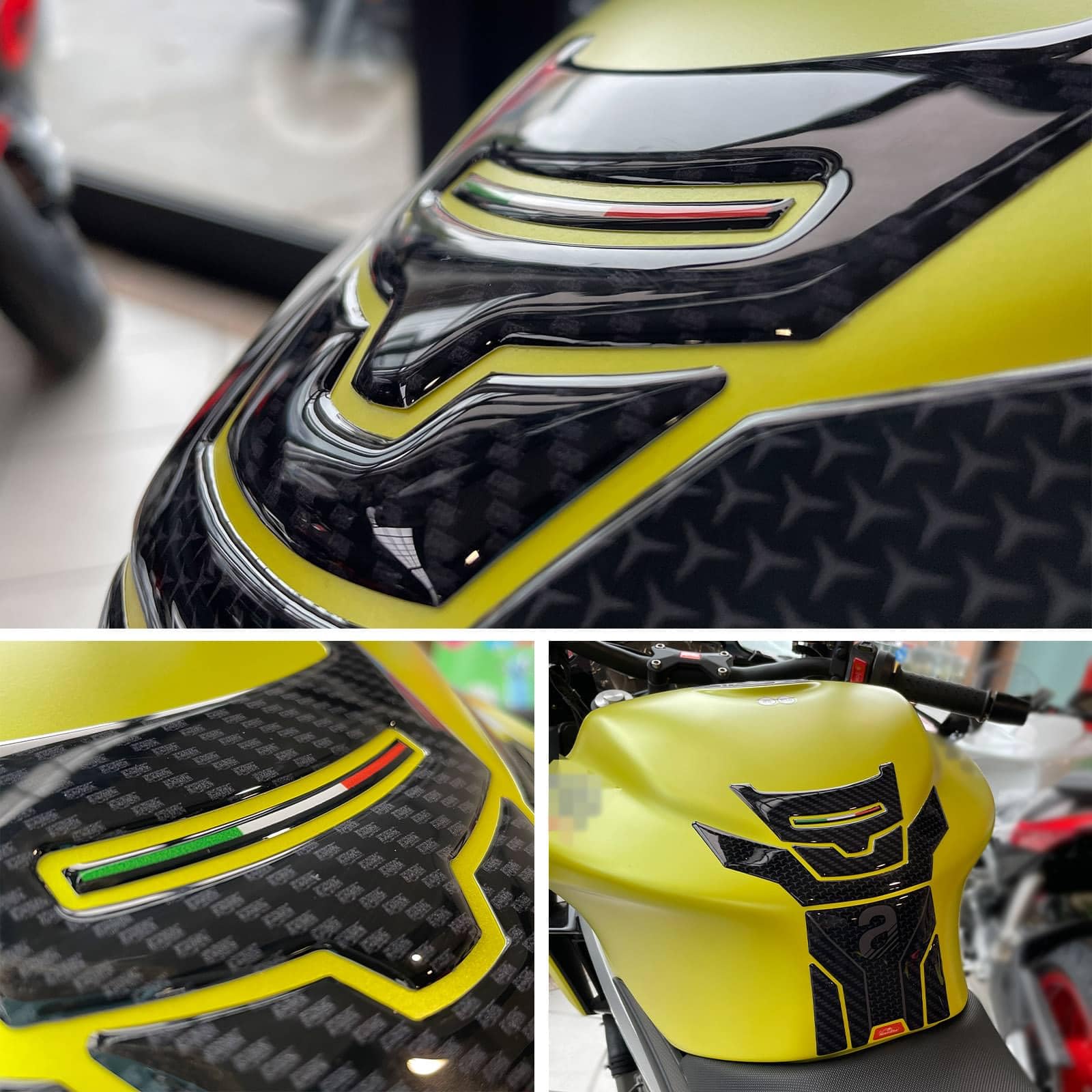 Resin Bike Autocollant Moto Compatibles avec Aprilia Tuono-RS 660 2020-2026. Protection Grip de Réservoir Moto Contre Les Chocs et Les Éraflures. Autocollant 3D Résinés Made in Italy