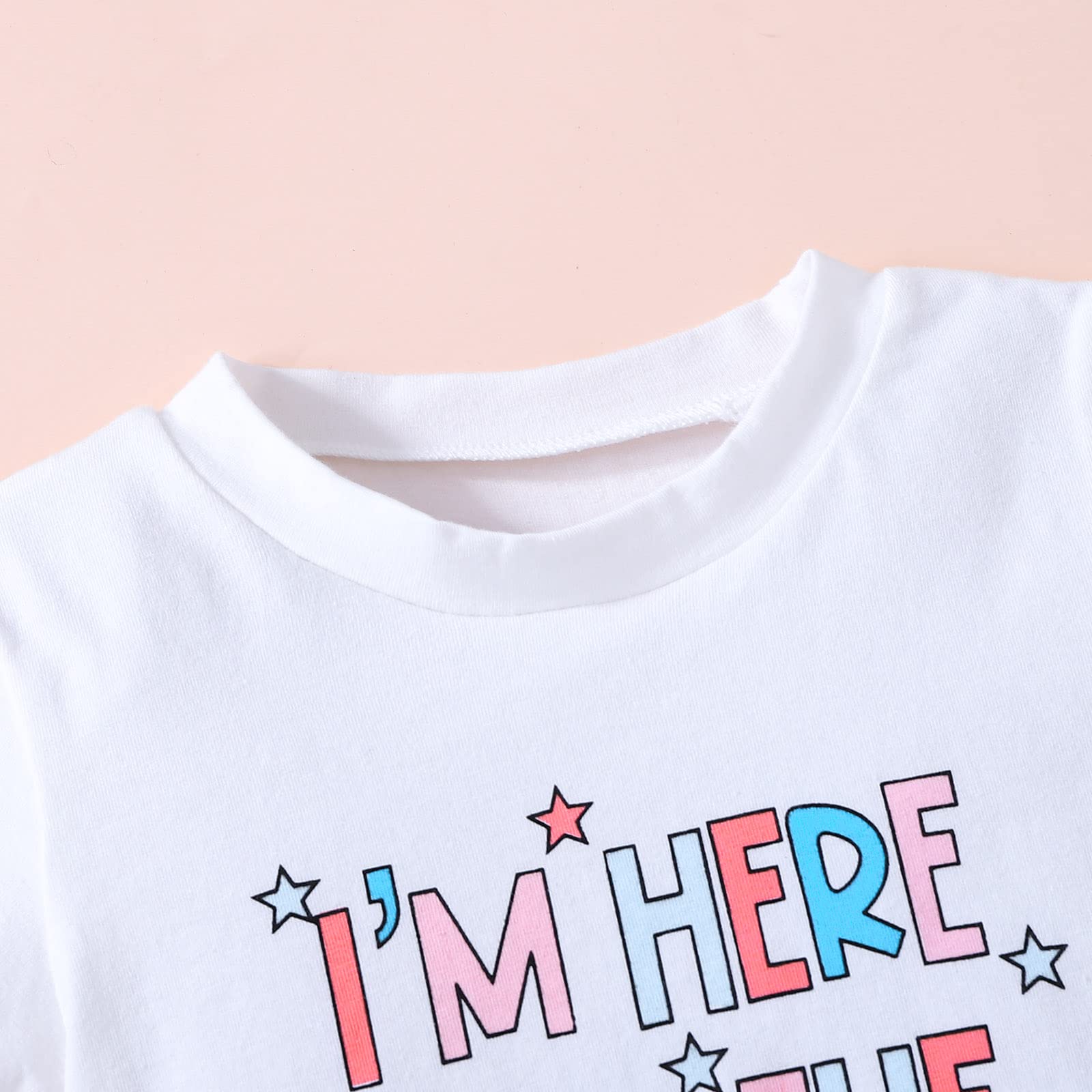 Pudcoco 4th of July Toddler Baby Little Girl Outfit Letters T-shirt and Flared Bell-Bottom Pants Independence Day Clothes Set