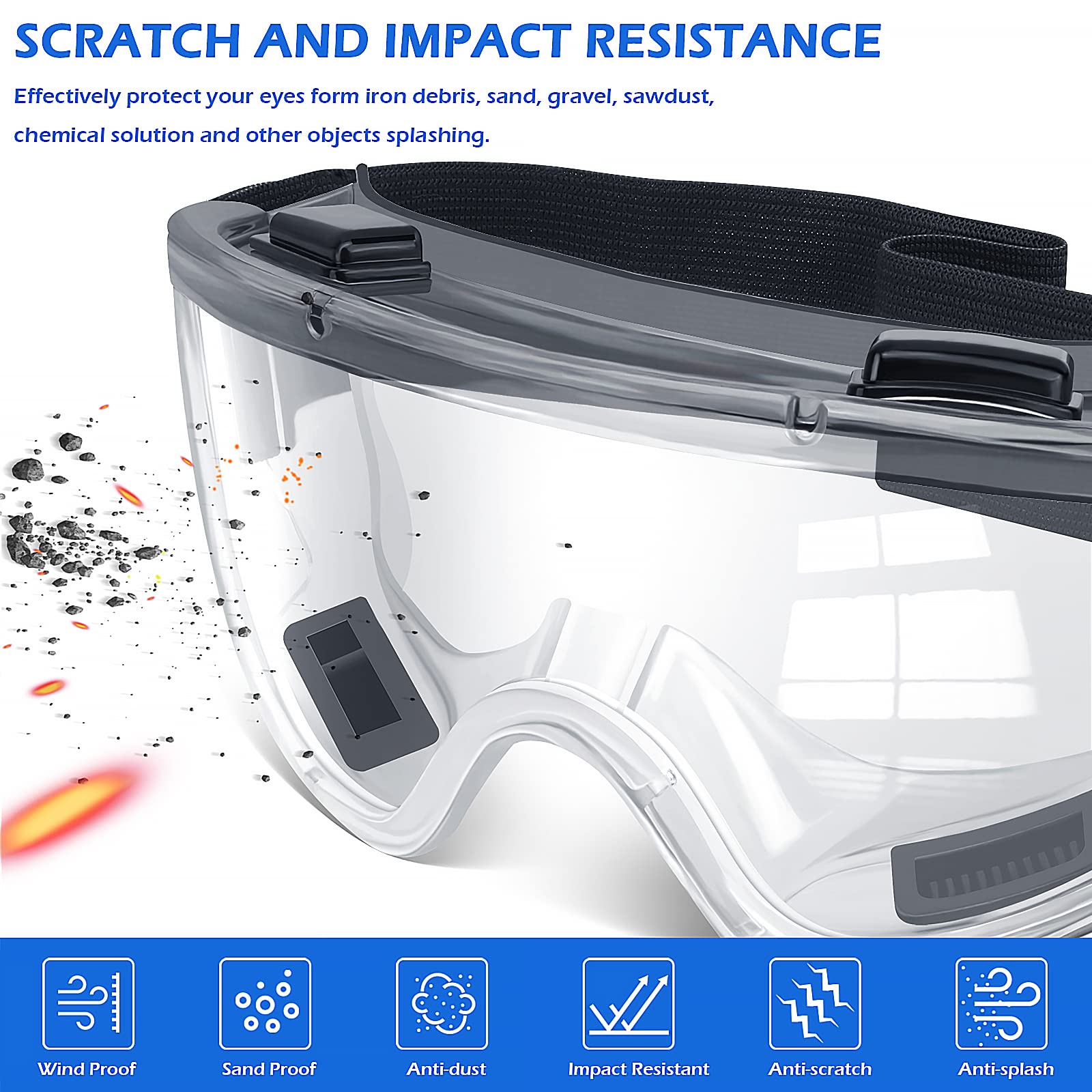 OXG Paquete de 6 gafas de seguridad ANSI Z87.1, gafas de seguridad antivaho, gafas de laboratorio para hombres y mujeres, gafas de protección ocular (multicolor)