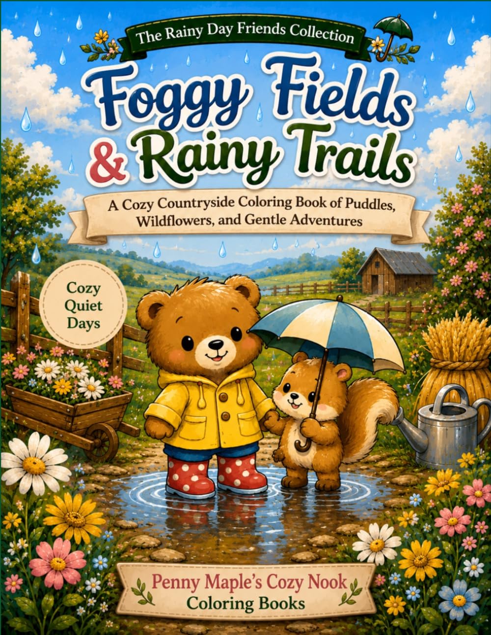 Foggy Fields & Rainy Trails: A Cozy Countryside Coloring Book of Puddles, Wildflowers, and Gentle Adventures (The Rainy Day Friends Collection)