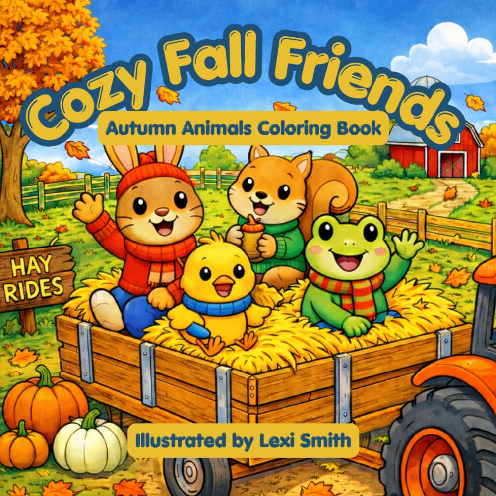Cozy Fall Friends: Autumn Animals Coloring Book