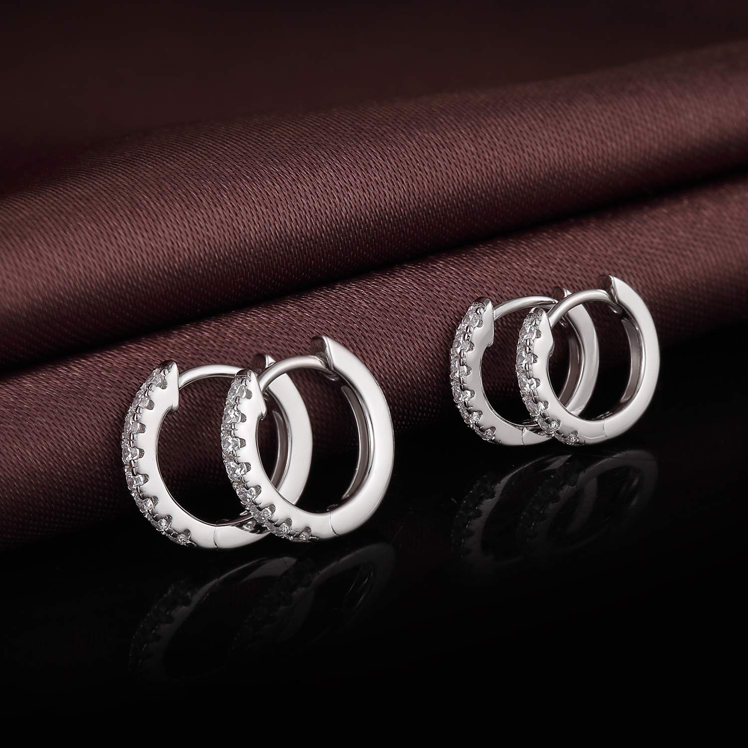 jiamiaoi Orecchini a Cerchio per Uomo Donna Argento Sterling 925, Oro Bianco 18 Carati