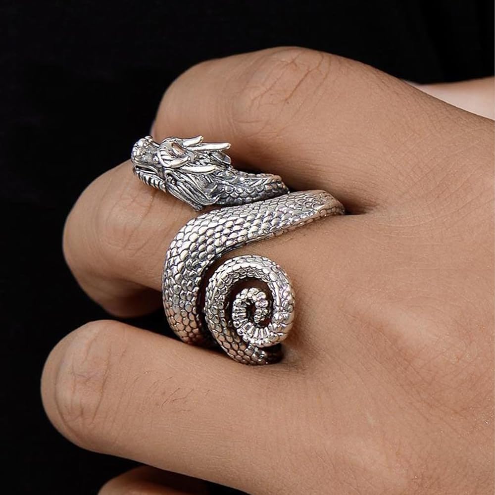 WYSJYBHJ Metal Dragon Ring,Dragon Ring Fashion Snake Ring