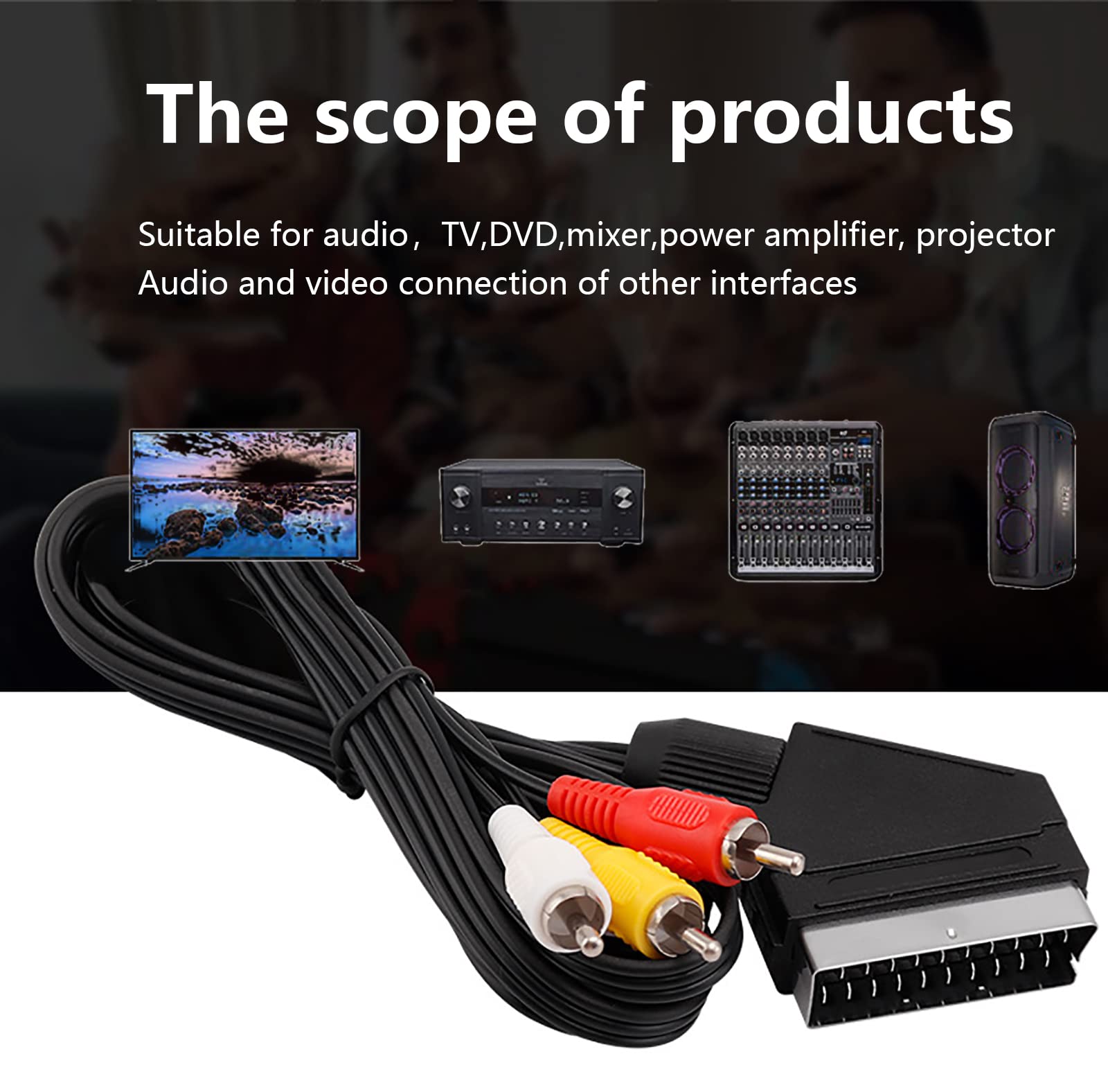 WANGCL 2PCS 1.8M Câble Péritel Adaptateur Péritel Péritel vers RCA Câble Péritel pour Lecteur DVD vers TV Composite AV Connecteur Convertisseur pour TV DVD VCR NES FC