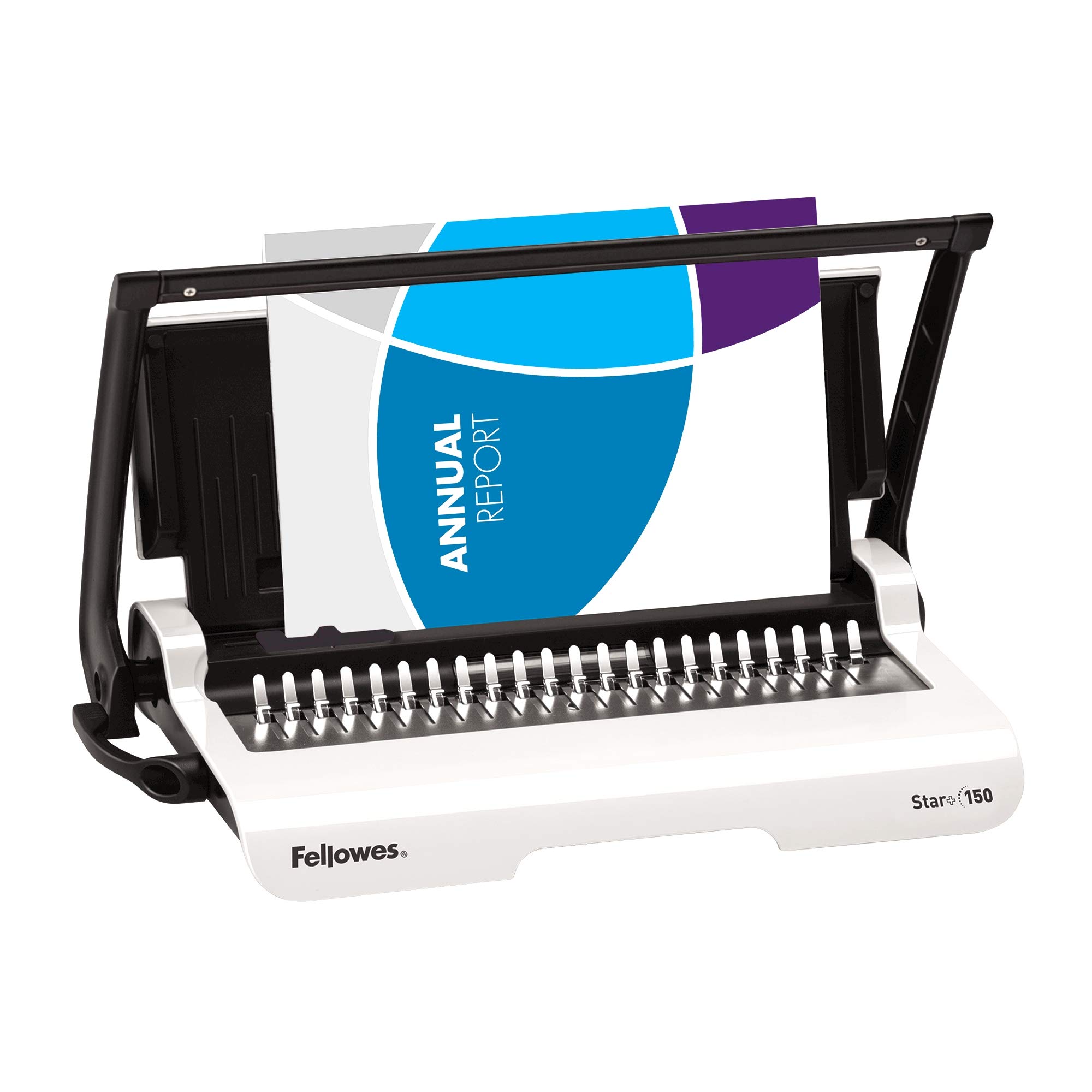 Fellowes Crc56275 Rilegatrice Star+ 150 A Dorsi Plastici, Capacità Di Rilegatura 150 Fogli & Plastic Combs- Round Back - Set Di 25 Dorsi Plastici, 10 Mm, Nero
