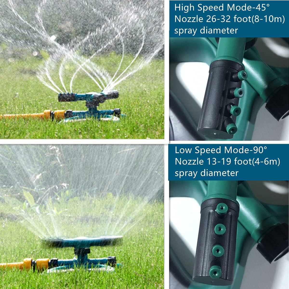 Lawn Sprinkler Adjustable Angle Yard Garden Sprinkler ,Automatic Rotating Large Area Swing Lrrigation System，Simulated Rainfall Sprayer，with 4 Connectors : Patio, Lawn & Garden