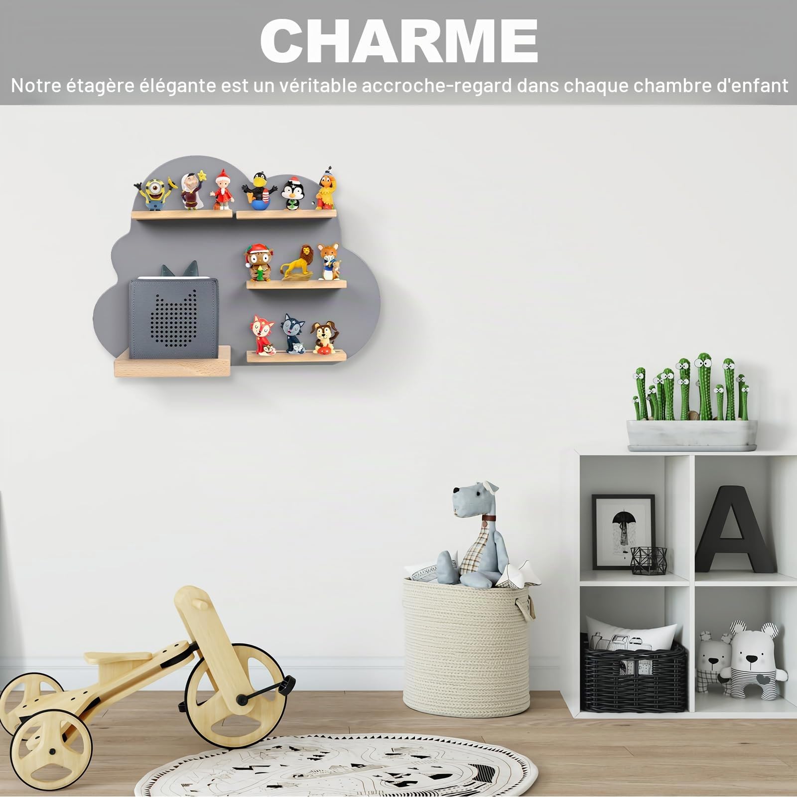 Étagère pour enfant, compatible avec Toniebox et compatible avec Tonies, pour plus de 15 figurines, étagère murale, pour boîte à musique, à jouer et à collectionner, pour chambre d'enfant et de