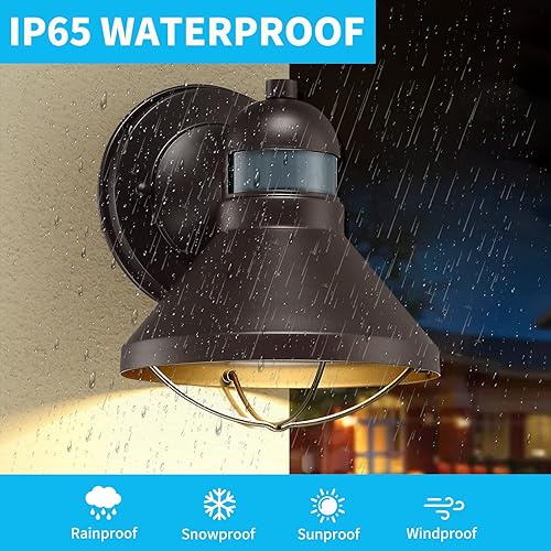 Miniatura 5 de Luces LED con sensor de movimiento para exteriores, farol de pared exterior marrón del anochecer al amanecer, montaje en pared, accesorios de