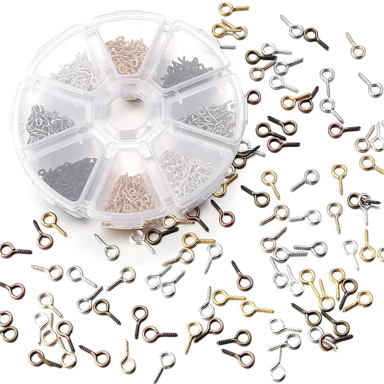 Eye Screws for Crafts 2000pcs 4 Colors Small Eye Screw Pins Metal Eyepin Hooks Eyelets Screw Threaded Clasps for DIY Jewelry Making Supplies(5x12mm)