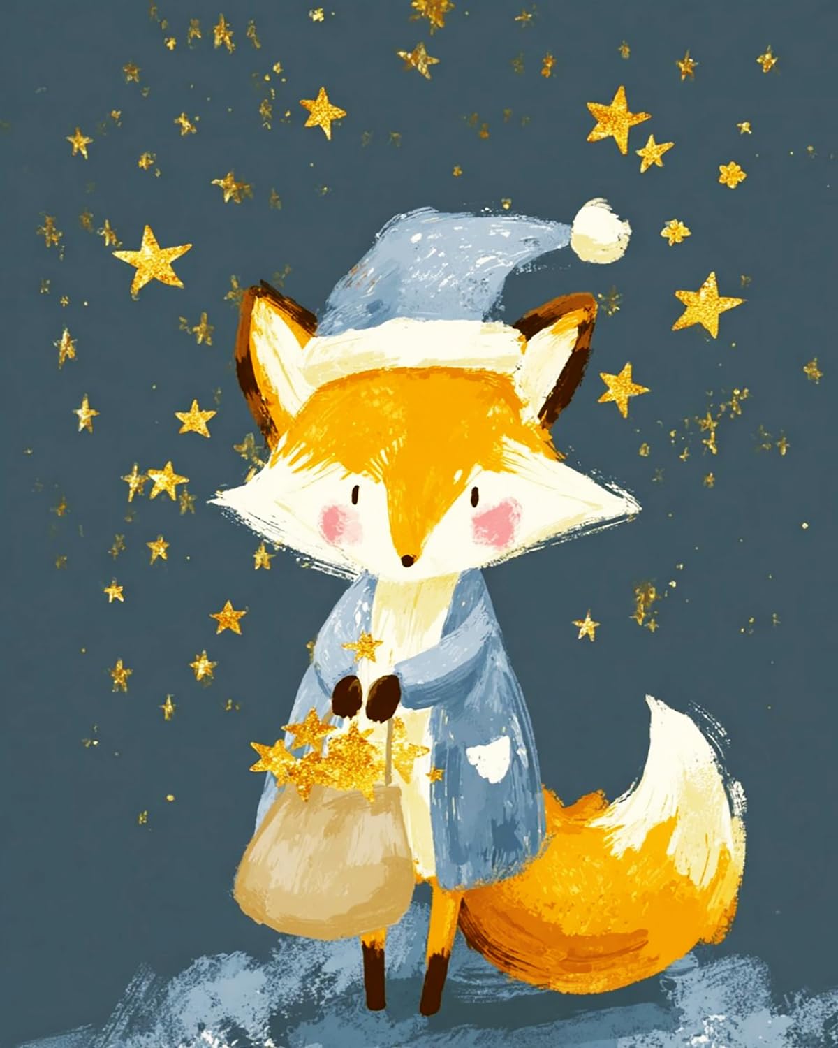Liubaishi Multicolour Paint By Numbers Kit For Adults, Starry Night Little Fox, 40X50 Cm, Acrylic On Canvas