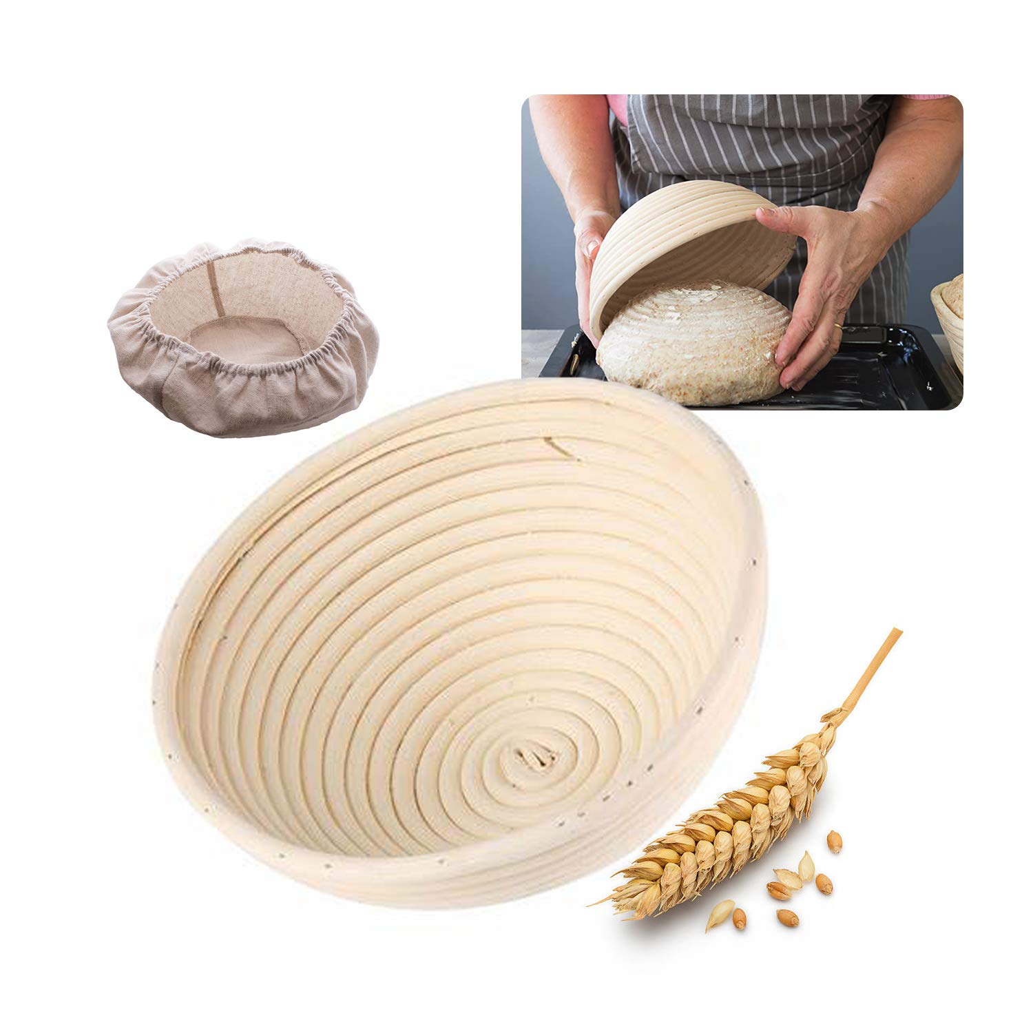 パンニーダーPK800 食パン型　カンパーニュ醗酵カゴ　パンマット Amazon｜パン 発酵かご 丸型 籐製醗酵カゴ 天然籐 パン作り