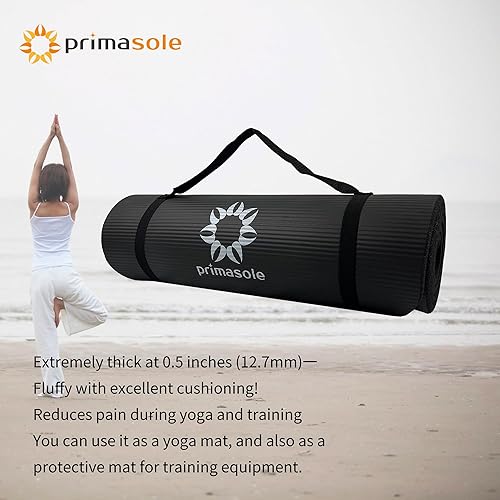 Miniatura 2 de Primasole Esterilla de yoga NBR extra gruesa de 12 pulgada con estabilidad mejorada, diseño texturizado, tapete ligero con correa de transporte y