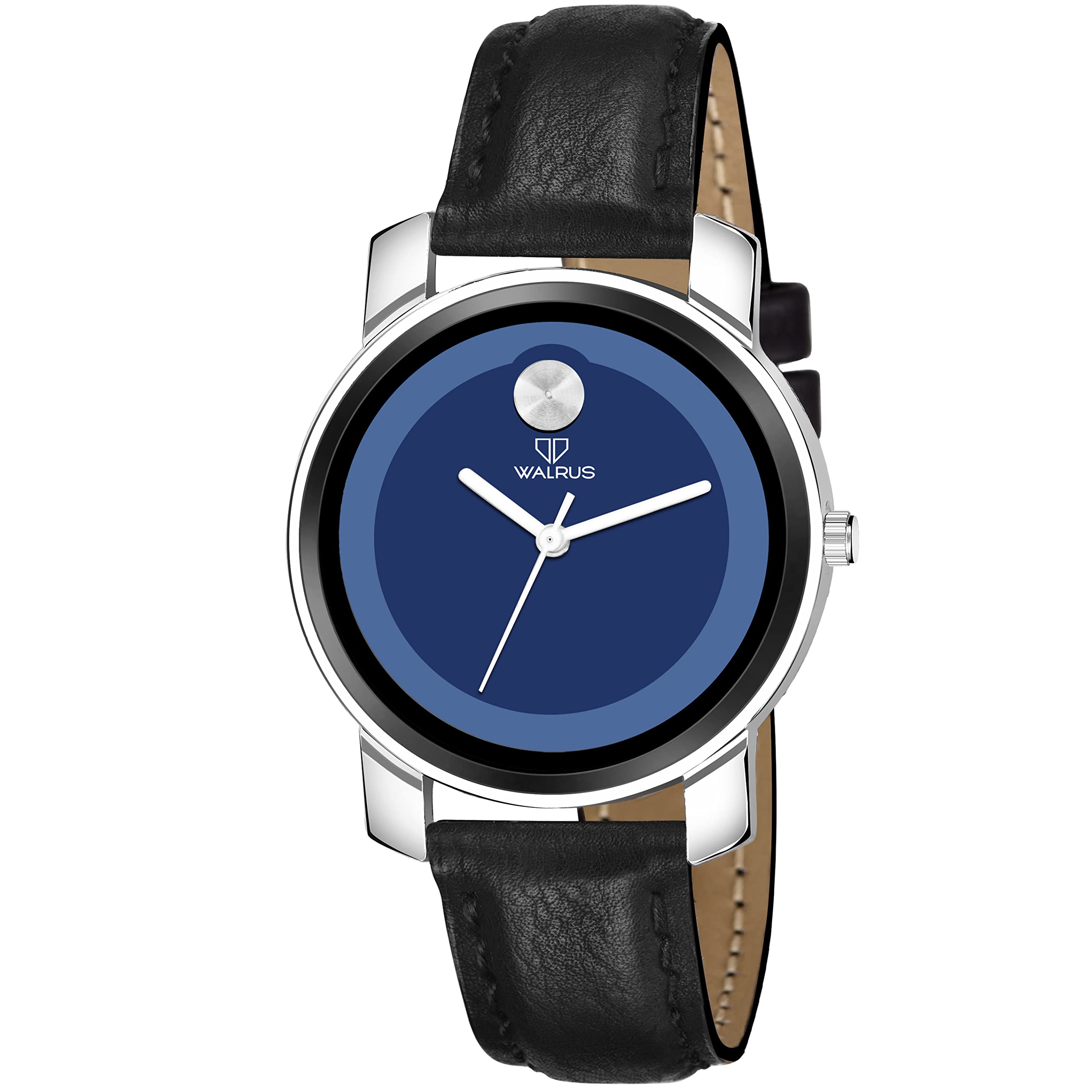 Walrus Blue Dial Analog Black Vegan Leather Strap Wrist Watch for Women - Professional & Casual Use- Old Money Style Mens Wrist Watch for Gift (B0B1QQRGX9) Amazon Price History, Amazon Price Tracker