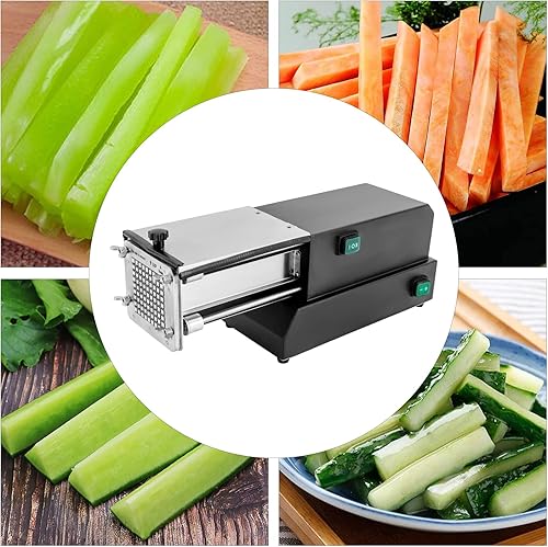 Miniatura 3 de Cortador eléctrico para papas francesas, cortador de patatas profesional negro, máquina cortadora de patatas de acero inoxidable con 2 tamaños de