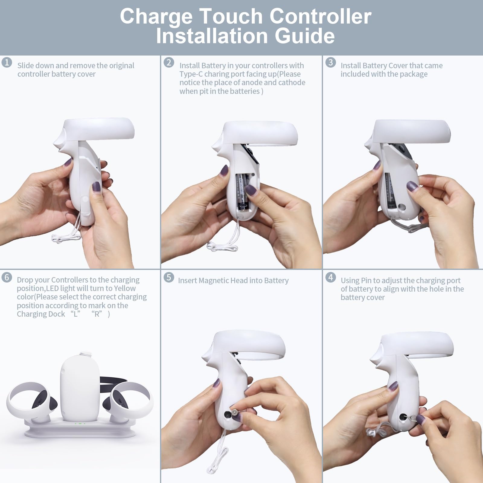 Station De Chargement VR - Support De Chargement pour Casque VR Compatible avec Quest 2, Station De Chargement RVB pour Quest 2, Station De Chargement Magnétique.