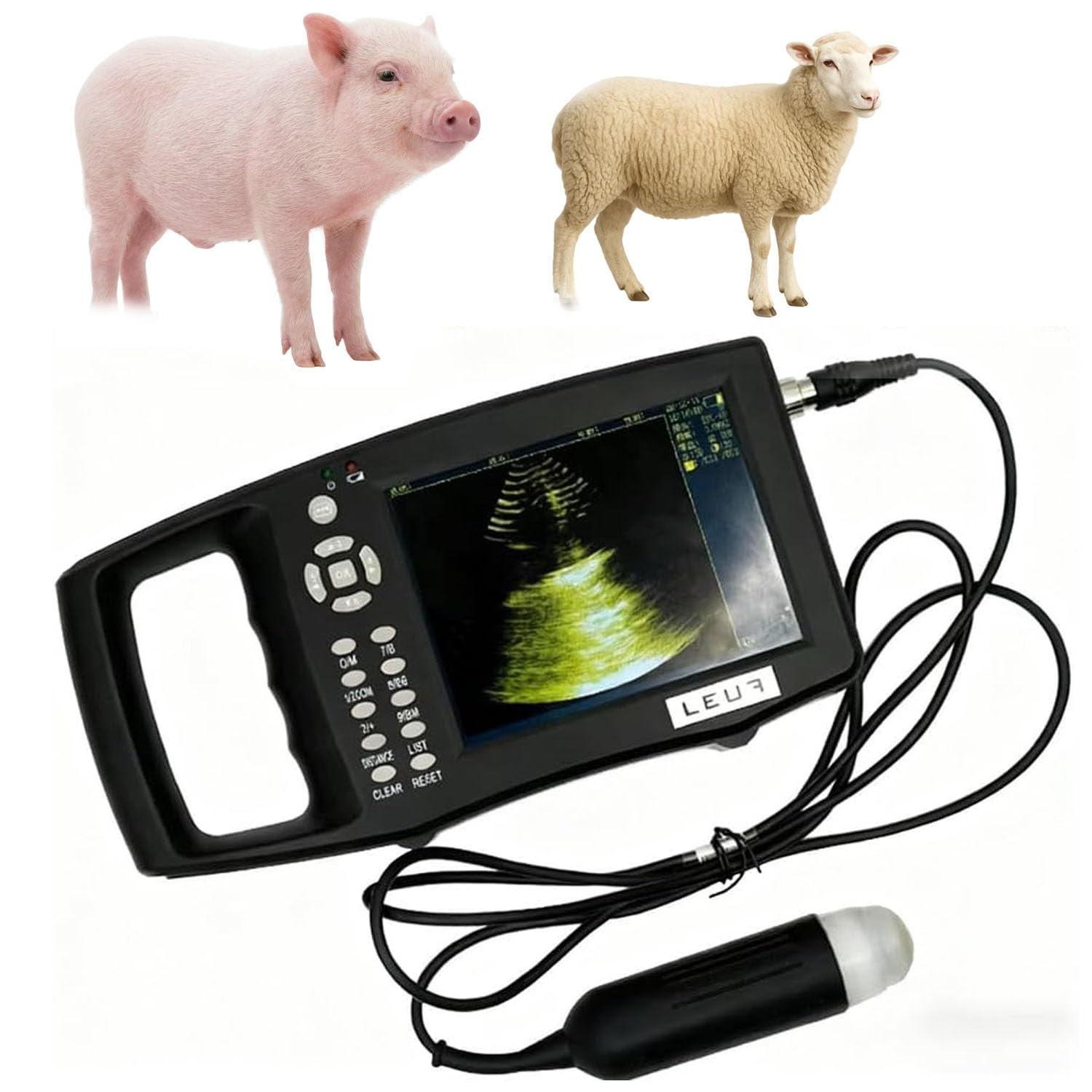 ÉChographe B Portable pour Animaux,Kit VéTéRinaire,Appareil Portable HD pour Tests Gestation,avec Sonde éTanche 3,5 MHz, pour Porcs,Ovins,Chiens,Chats,BéTail Et Animaux Compagnie