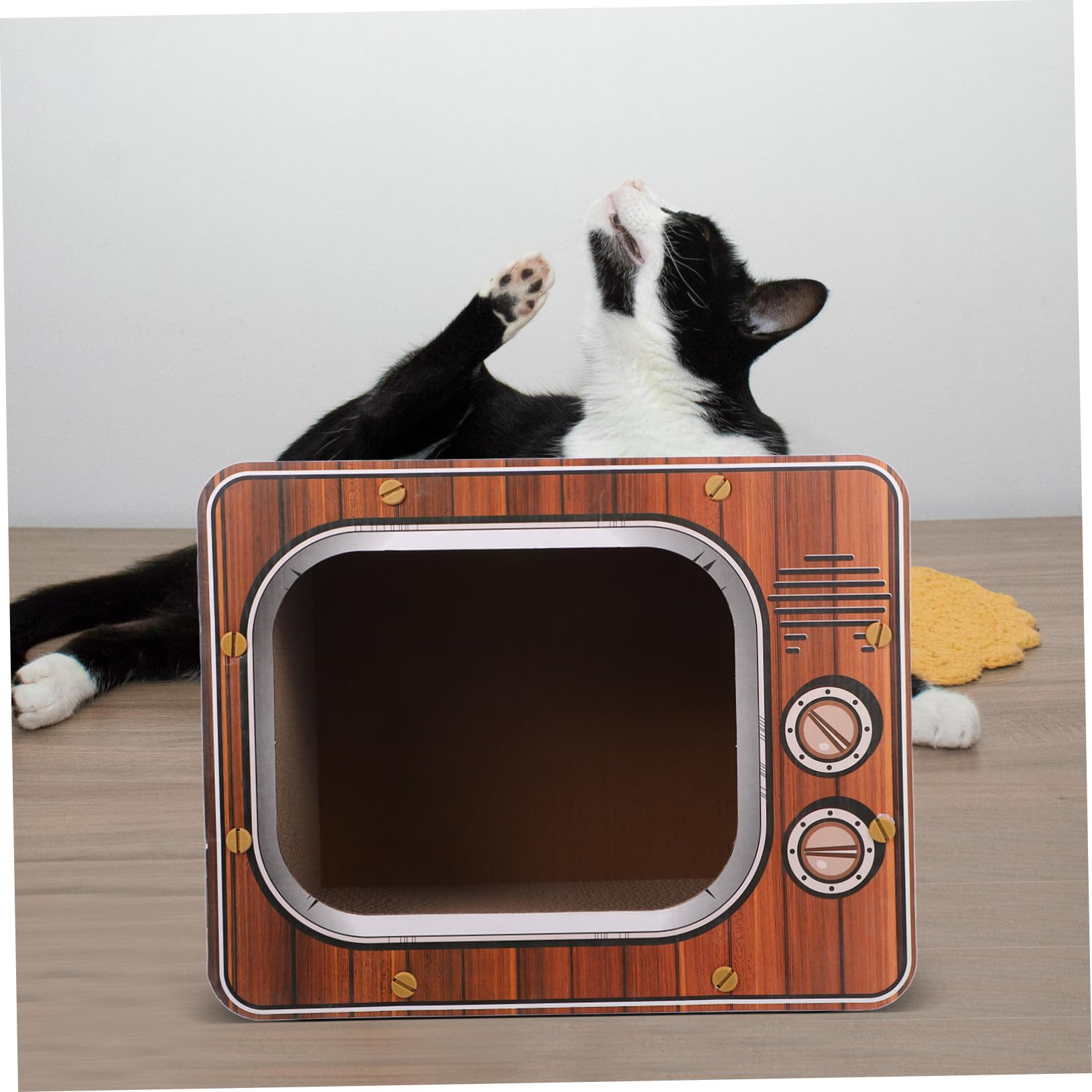 Tiragraffi Design Moderno Tiragraffi Gatto Forma TV - Casa Cartone Con Cuscino Per Interni Tiragraffi In Cartone