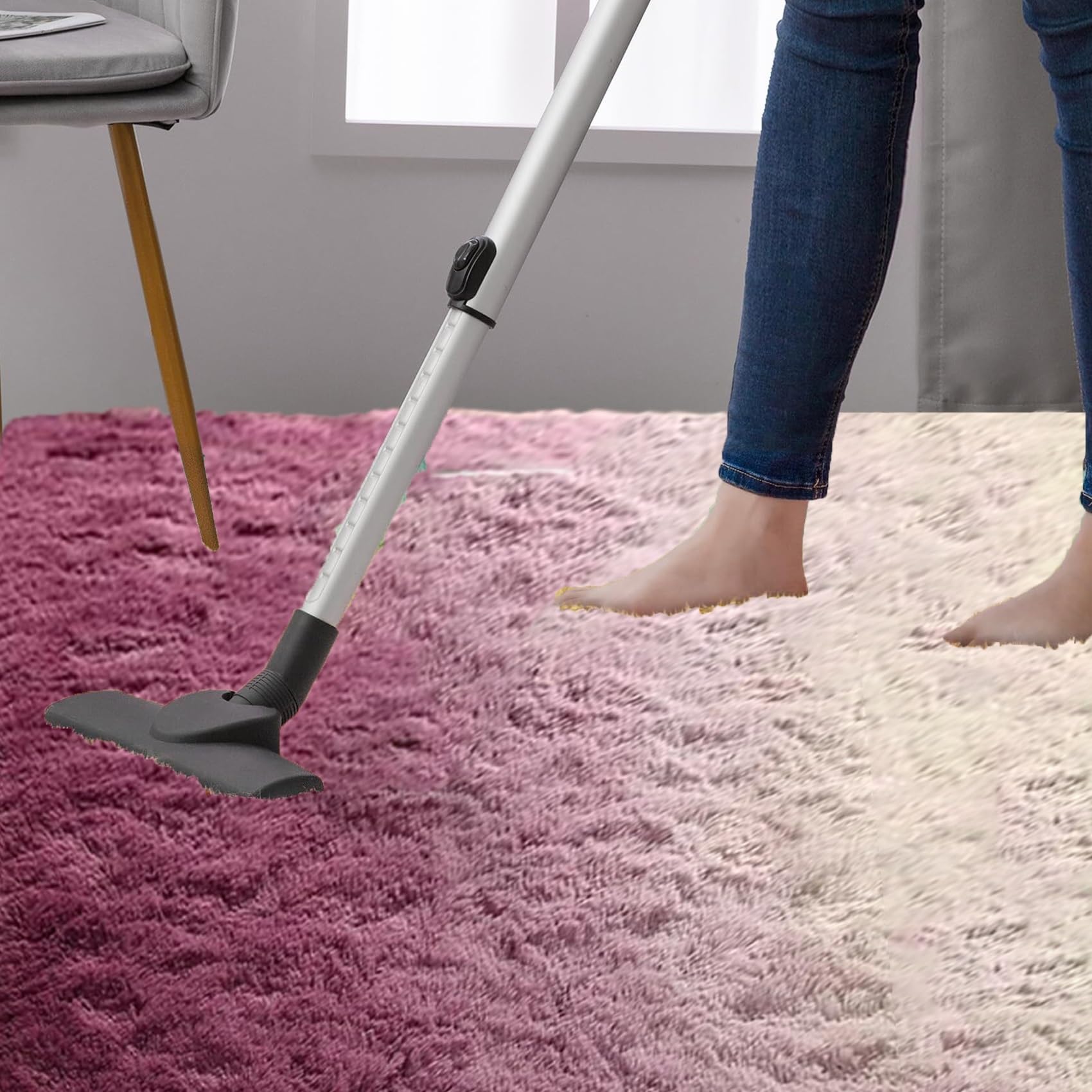 Teppich Wohnzimmer Hochflor 180 x 500 cm, Anti-Rutsch Unterseite, Waschbar Bis 30 Grad, Super Soft, Felloptik, Einfache Reinigung, Teppich Läufer Tepiche, tiefrot