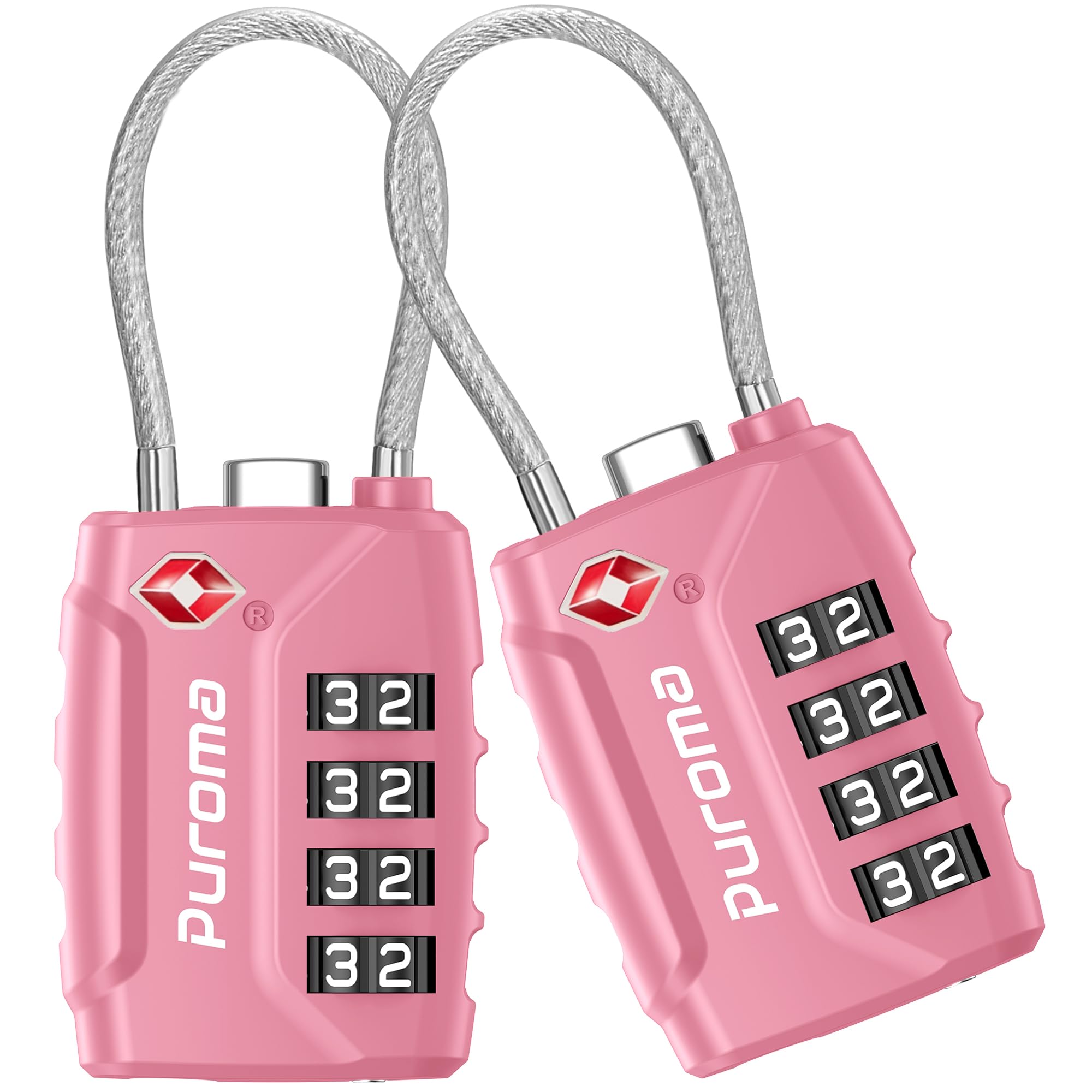 Puroma 2 Pack TSA Approved Luggage Locks, 4 Digit Combination Travel Locks Resettable Code Lock with Zinc Alloy Body for Suitcase, Toolbox, Backpack,