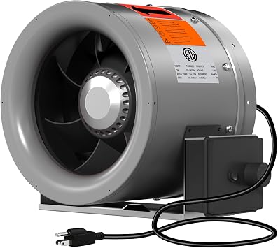 10 inch Inline Duct Fan 1219 CFM Constant Speed Ventilation Exhaust Fan - for Heating/Cooling Booster, Grow Tents, Hydroponics, with NSK/SKF Bearings, ETL Listed