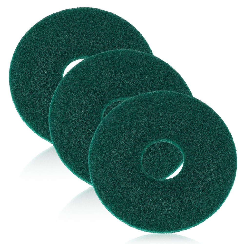 MAYJOYDIY 3 almohadillas de limpieza redondas verdes para pulidoras de suelos, almohadillas de pulido de repuesto redondas de nailon para la limpieza y el tratamiento eficientes de todo tipo de suelos