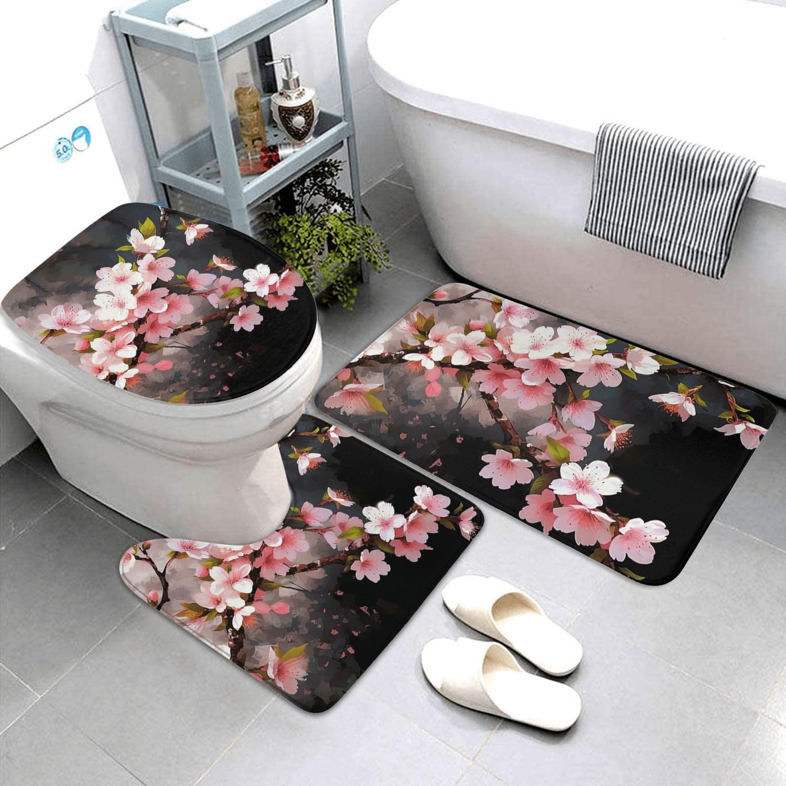 Tapis de bain tentant en fleurs de cerisier pour une ambiance spa à la maison
