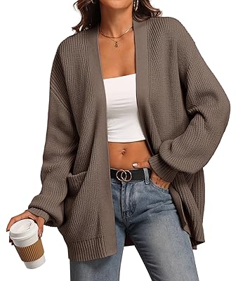 ATHMILE Oversized Cardigan Sweaters for Women Fall Outfits Chunky Knit Open Front Sweater with Pockets
