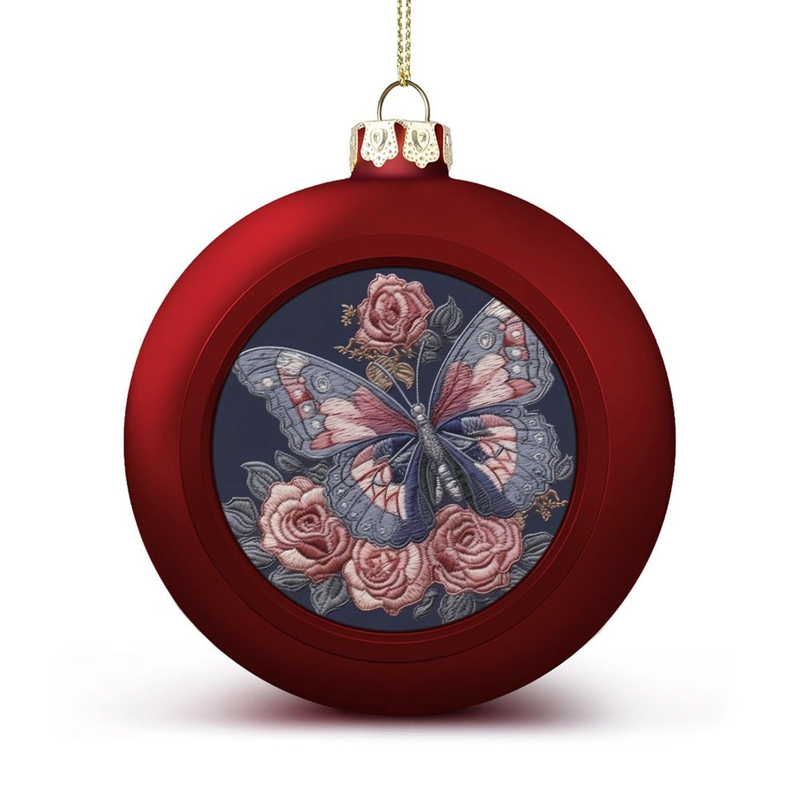 Nice Butterfly Christmas Balls Ornaments for Xmas Christmas Tree 1.6" Hanging Shatterproof Xmas Balls Hanging Decor Pendants for Holiday Party Outdoor Indoor DIY Craft Supplies