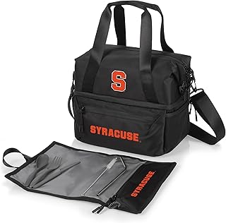 NCAA Oklahoma Sooners Tarana Lunch Bag Cooler with Utensils Made from Recycled Material, Lunch Box with Picnic Set, Upcycled Lunch Cooler Bag, (Carbon Black)