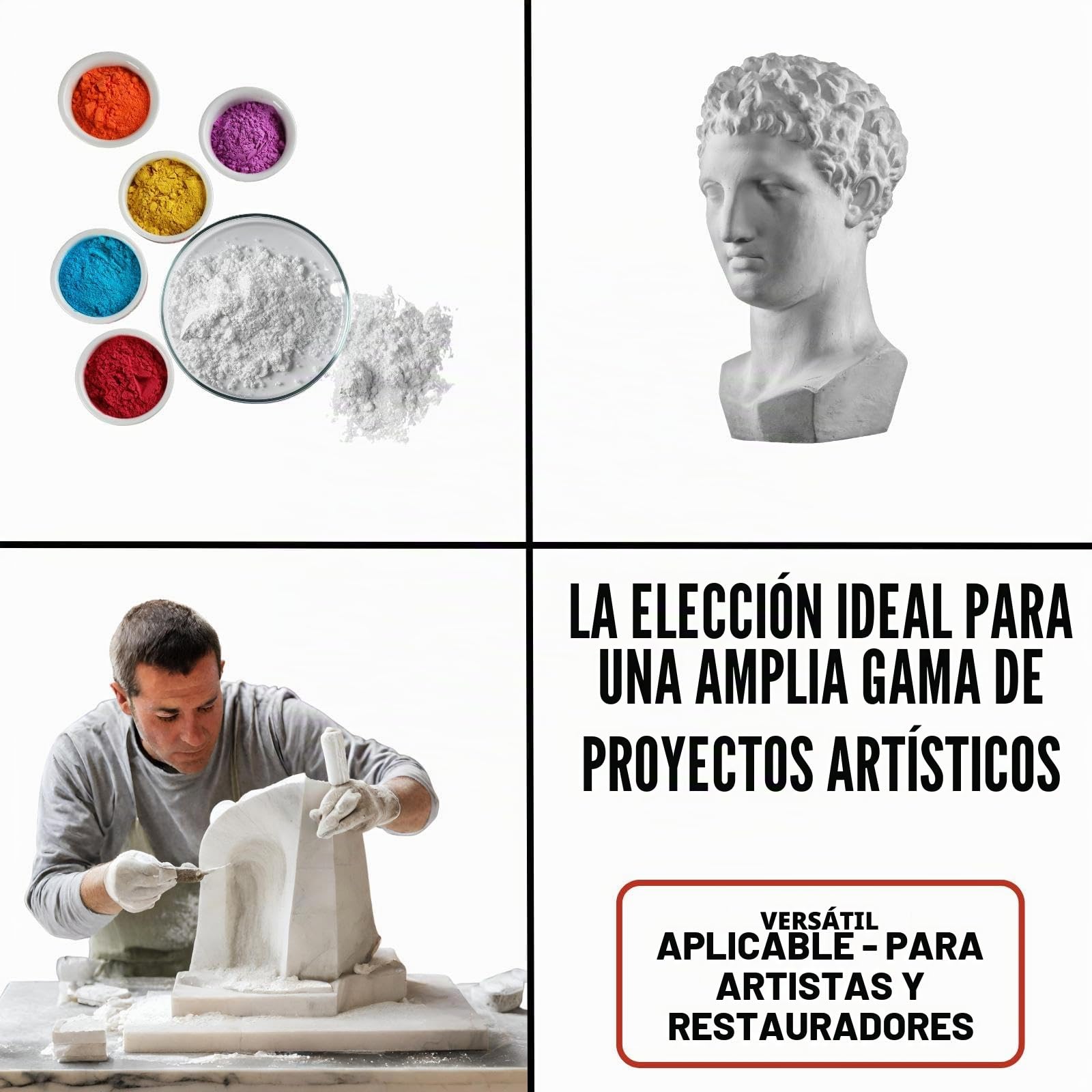 TFC Harina de mármol carbonato de calcio, 1 kg, polvo fino de alta calidad para arte, artesanía y construcción, respetuoso con el medio ambiente, no tóxico, blanco puro, versátil, perfecto para