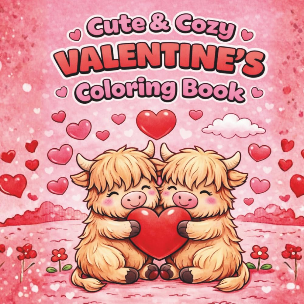 Cute & Cozy Valentine’s Coloring Book: 40 Bold & Easy Heart-Filled Pages for Kids, Teens, and Adults