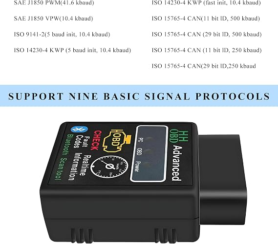 Bluetooth OBD2 Scanner for Car, Wireless Check Engine Light Code Reader Diagnostic Scan Tool with Exclusive App, Professional OBD II Scanner Read and Clear Error Codes