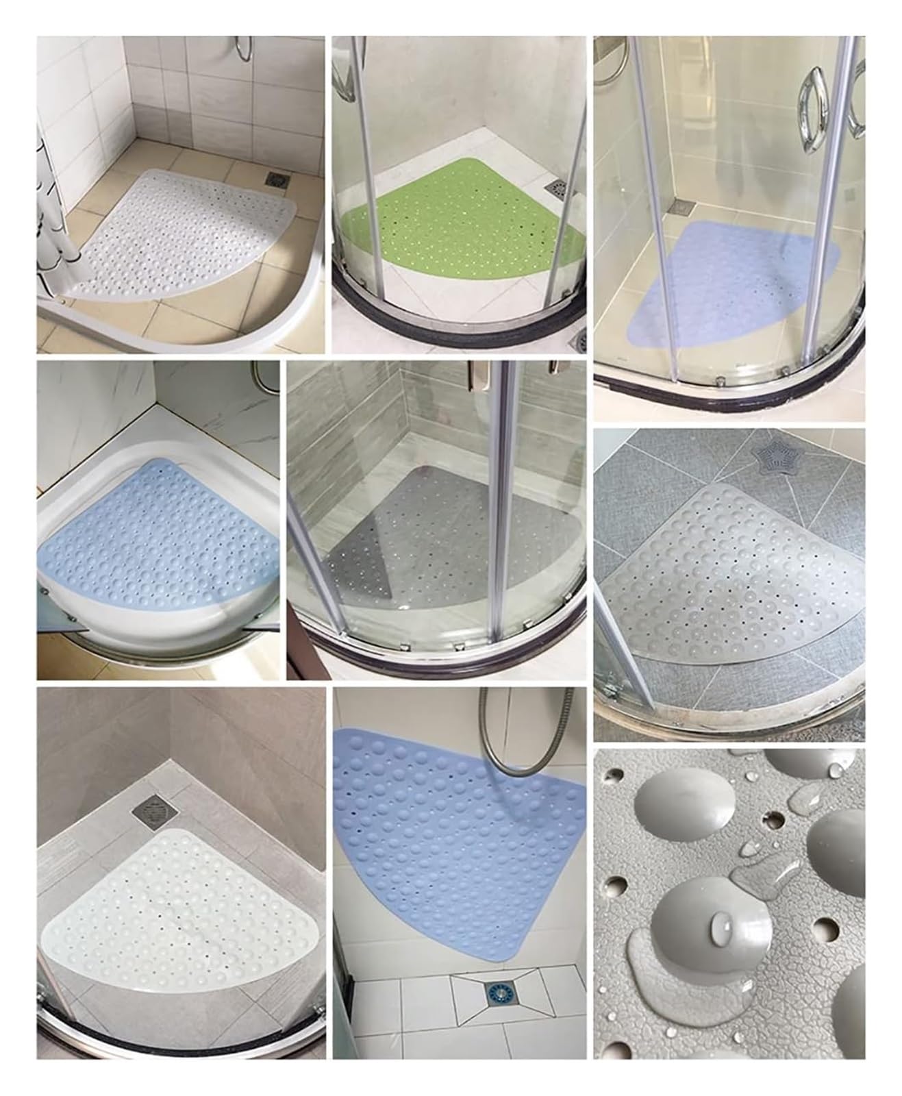 Tappetini da Bagno,tappetini da Doccia Antiscivolo Tappetino Doccia angolare, Tappetino Antiscivolo con Ventose for Doccia o Vasca da Bagno, Tappetino for Vasca da Bagno(White,54x54cm)