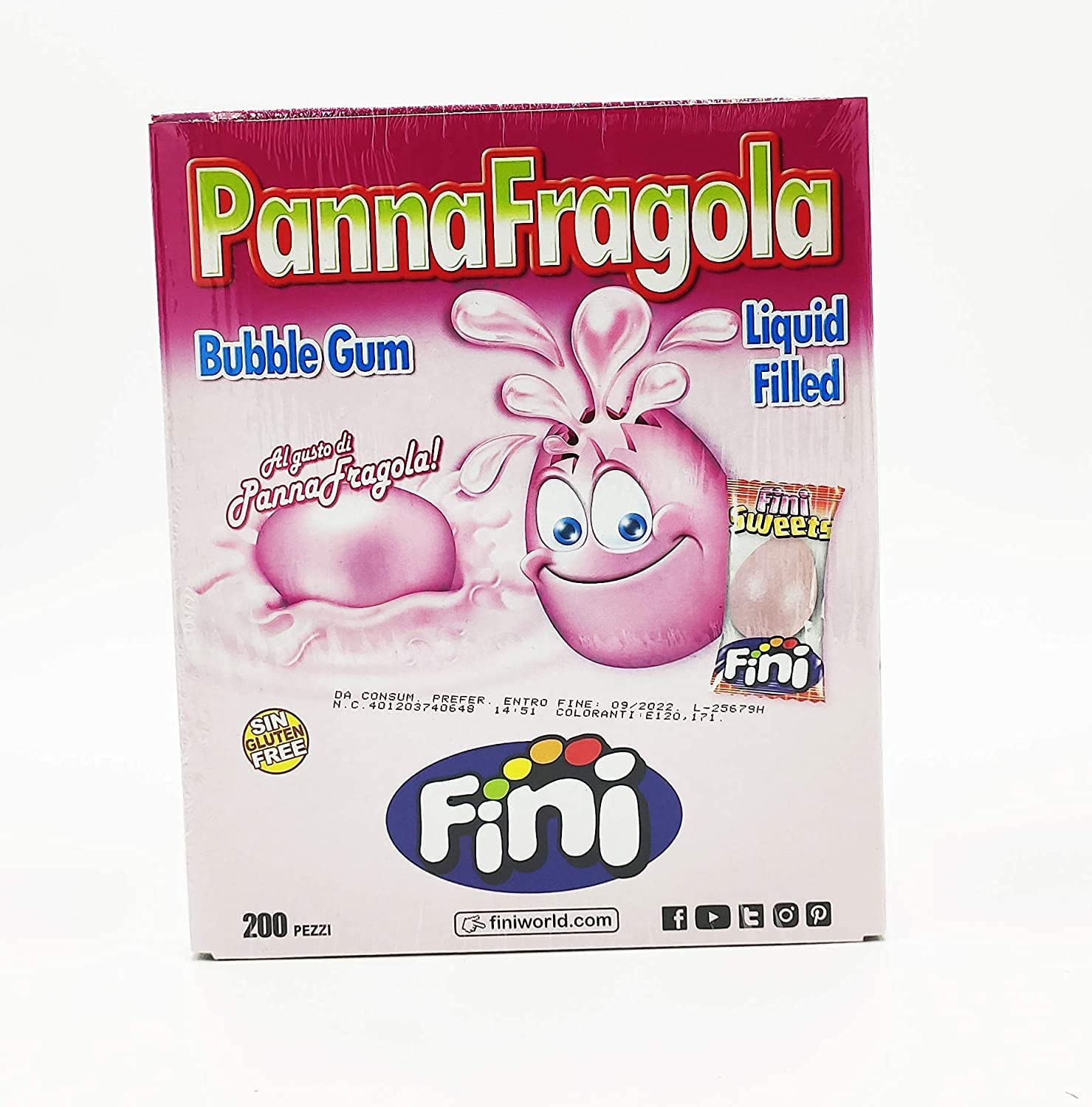 Fini Boom Panna Fragola Bubble Gum box 200pz
