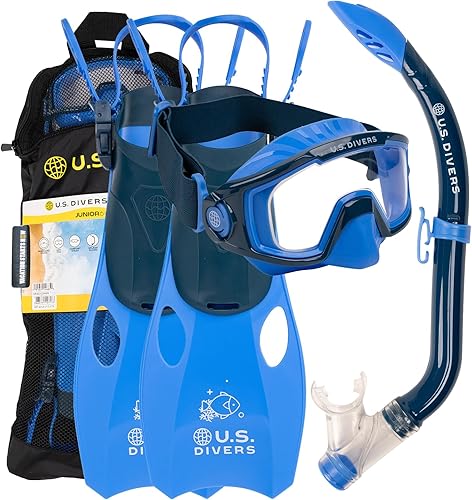 Miniatura 5 de U.S. Divers Avila Junior - Juego de esnórquel unisex – Lente curvada de 1 ventana para visión panorámica, lente antivaho y esnórquel con parte