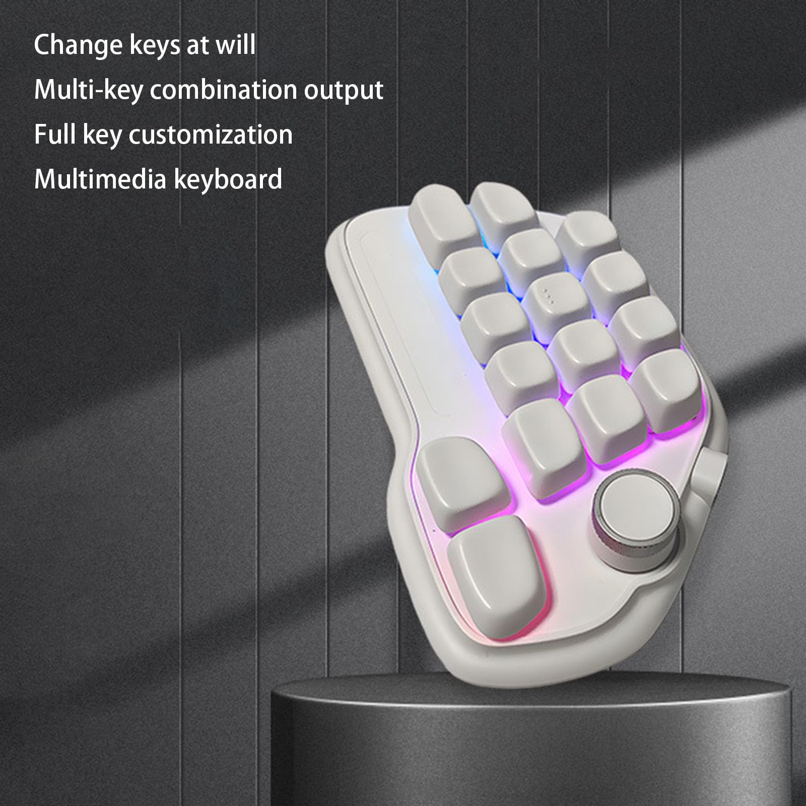 Pavé numérique mécanique à 17 Touches échangeables avec rétroéclairage RVB Via Un Clavier numérique USB programmable pour Ordinateur Portable, de Bureau, éclairage RVB